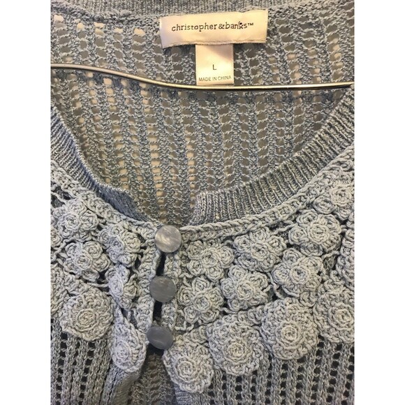 Christopher & Banks Women's Cardigan Sweater Size M Blue Color - Picture 2 of 13